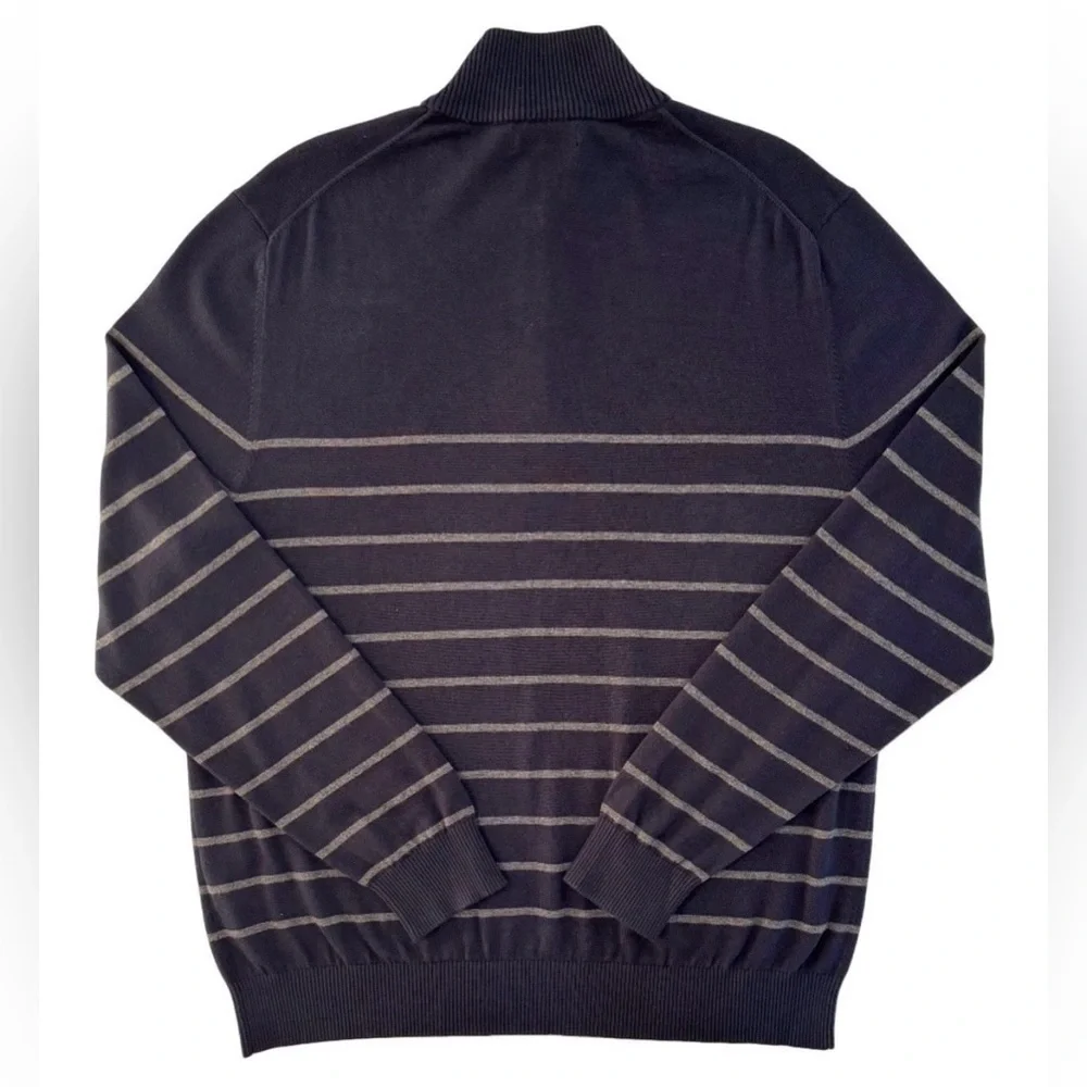 Nautica Men's XL Quarter Zip Sweater Navy Long Sleeves Mock Neck Pull Over Top - Picture 2 of 8
